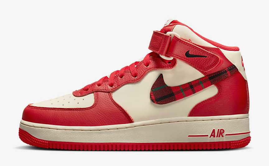 Nike-Air-Force-1-Mid-Plaid-Pale-Ivory-University-Red-Matching-Outfits