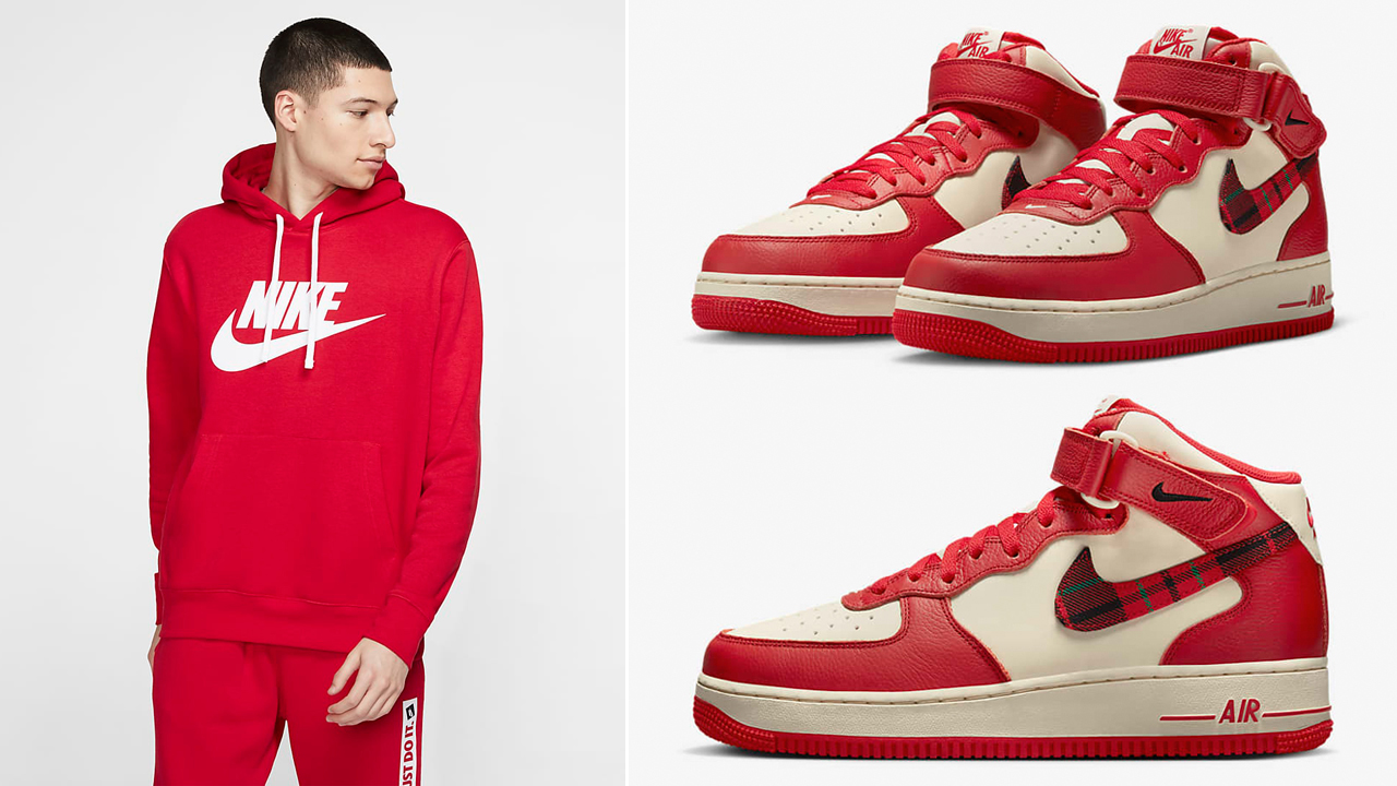 Nike-Air-Force-1-Mid-Plaid-Pale-Ivory-University-Red-Outfit-1