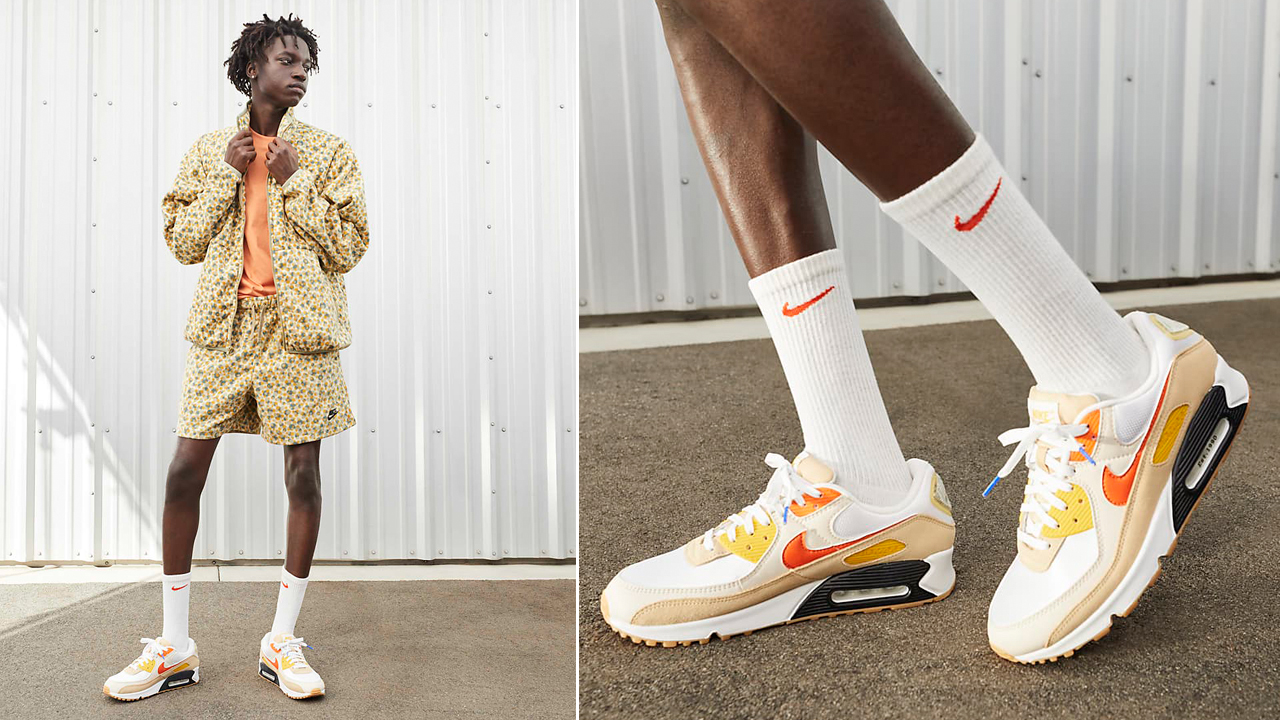 Nike-Air-Max-90-Frank-Rudy-Summit-White-Sesame-Lemon-Orange-Shirts-Clothing-Outfits