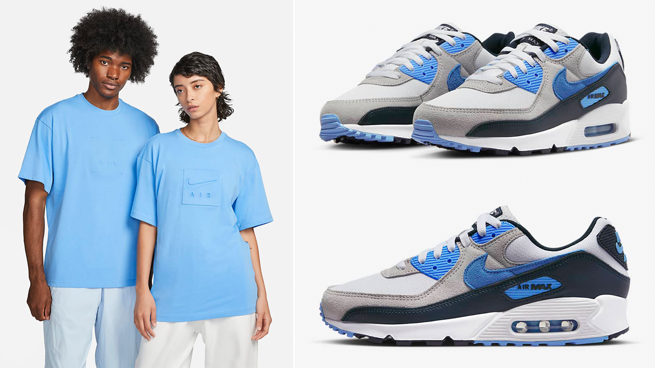 Nike-Air-Max-90-White-University-Blue-Dark-Obsidian-Shirts-Clothing-Outfits