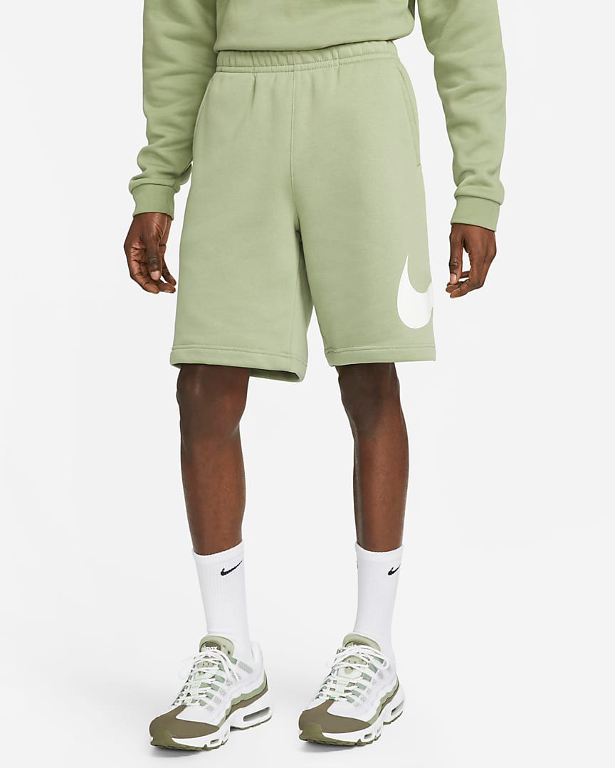 Nike-Club-Fleece-Graphic-Shorts-Oil-Green