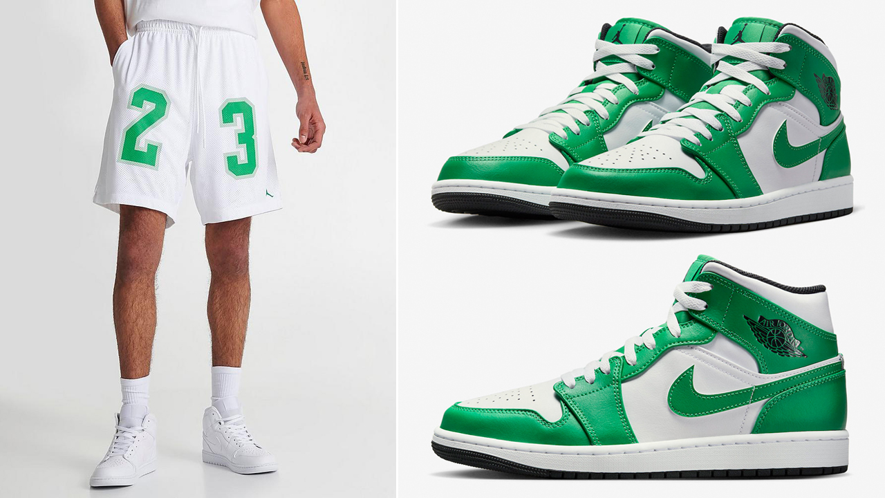Air-Jordan-1-Mid-Lucky-Green-Shorts-Match