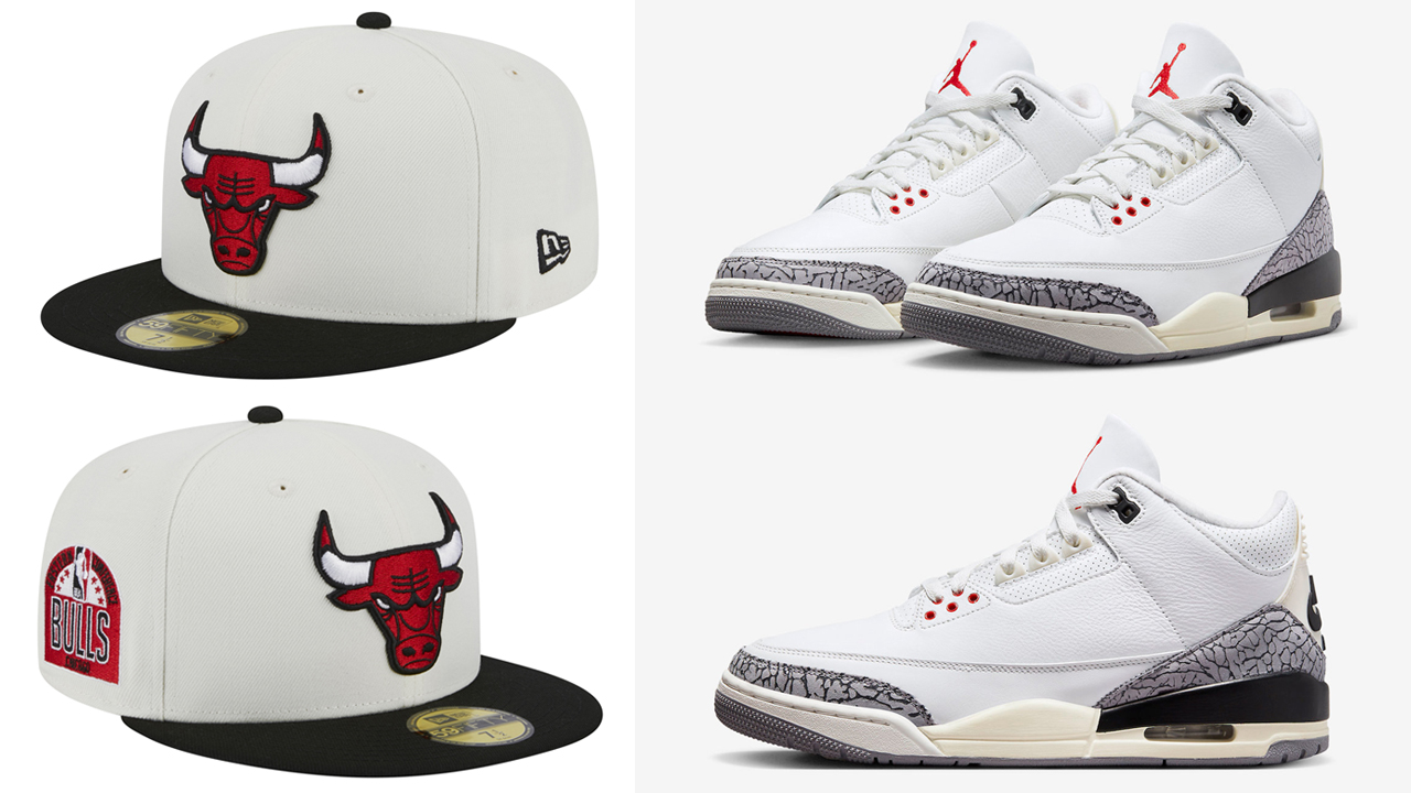 Air-Jordan-3-White-Cement-Reimagined-Bulls-Fitted-Hat