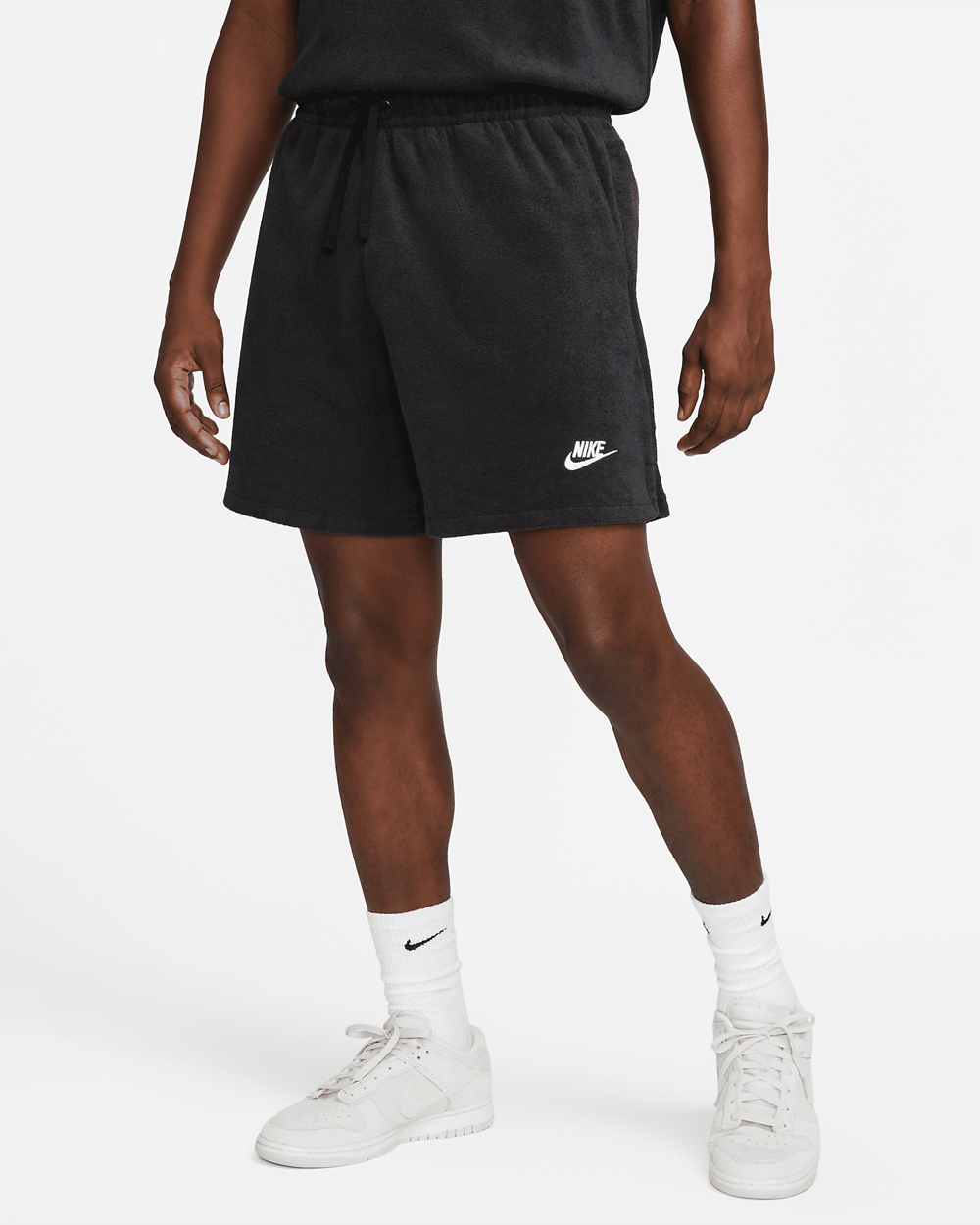 Nike-Club-Fleece-Terry-Flow-Shorts-Black-White