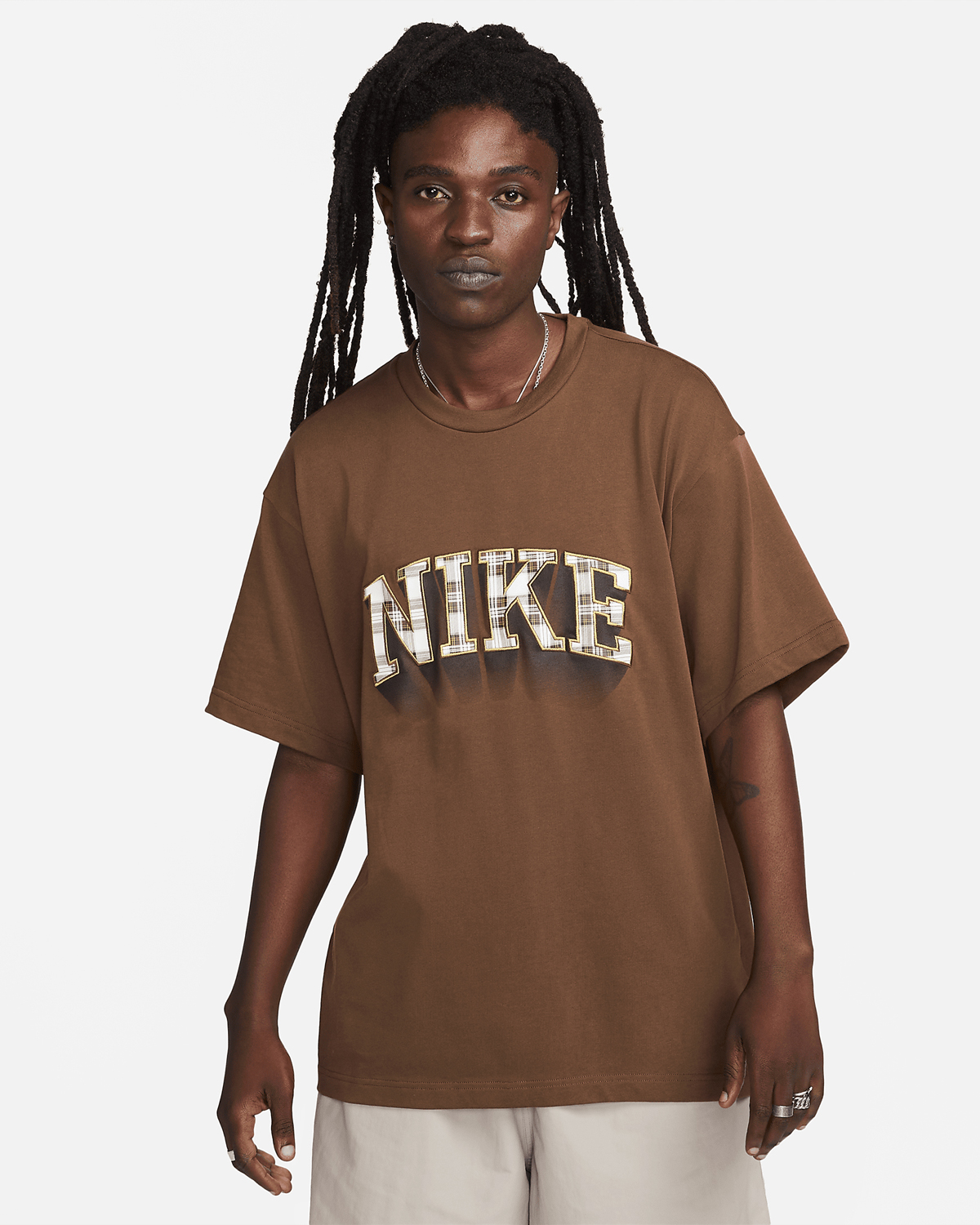 Nike-Plaid-Logo-T-Shirt-Cacao-Wow
