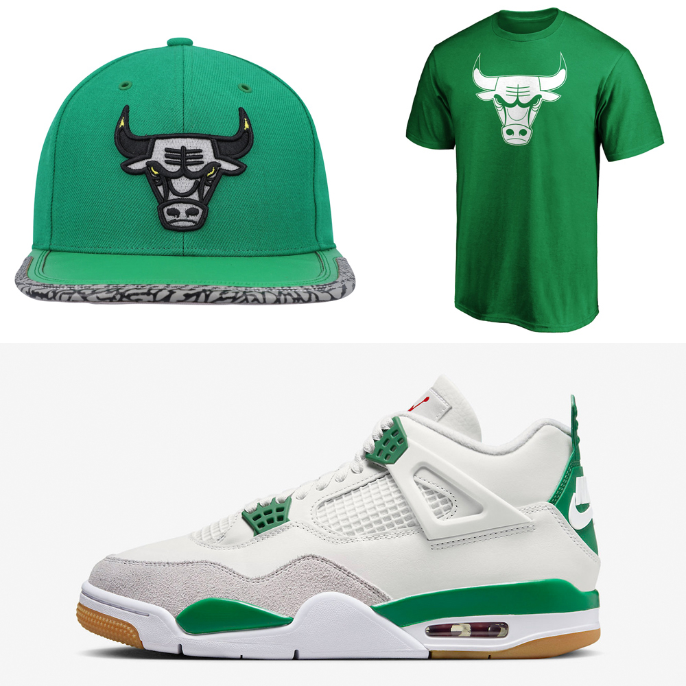 Nike-SB-Air-Jordan-4-Pine-Green-Bulls-Shirt-Hat-Outfit