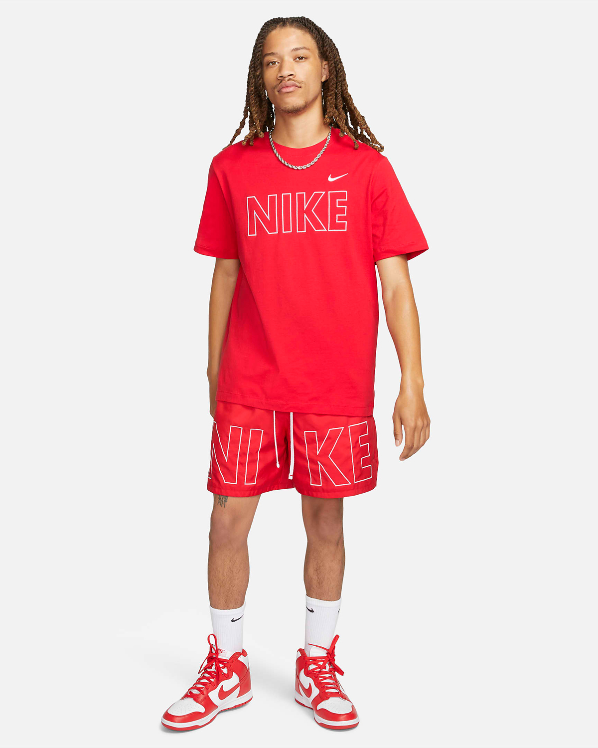 Nike-Sportswear-Graphic-T-Shirt-and-Shorts-University-Red-Outfit