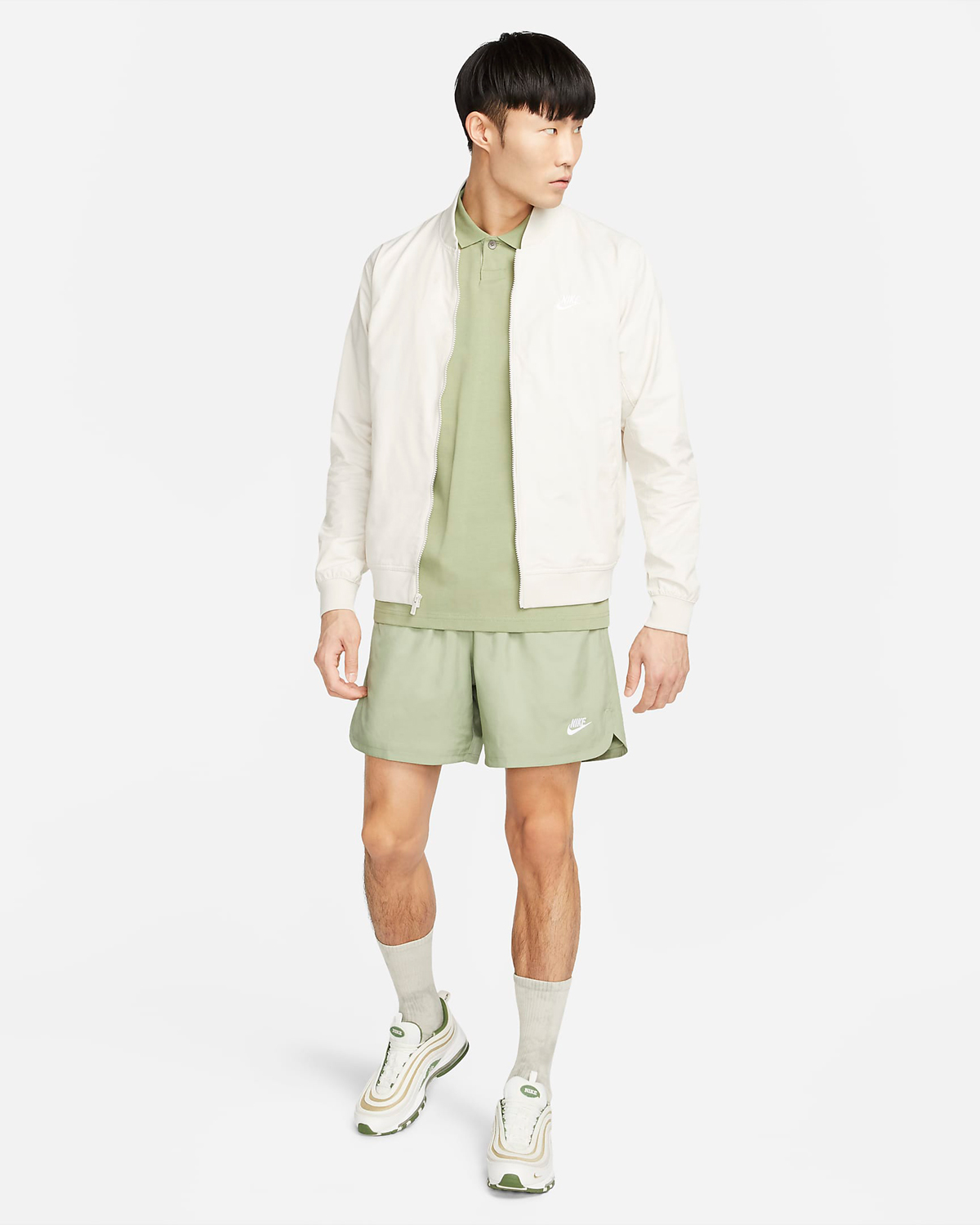 Nike-Sportswear-Woven-Flow-Shorts-Oil-Green-Outfit