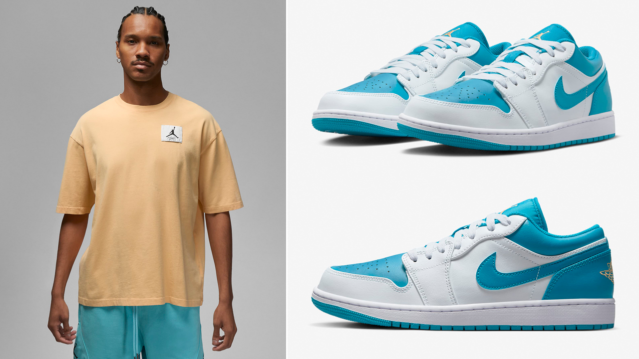 Air-Jordan-1-Low-Aquatone-Shirt-Shorts-Match-Outfit