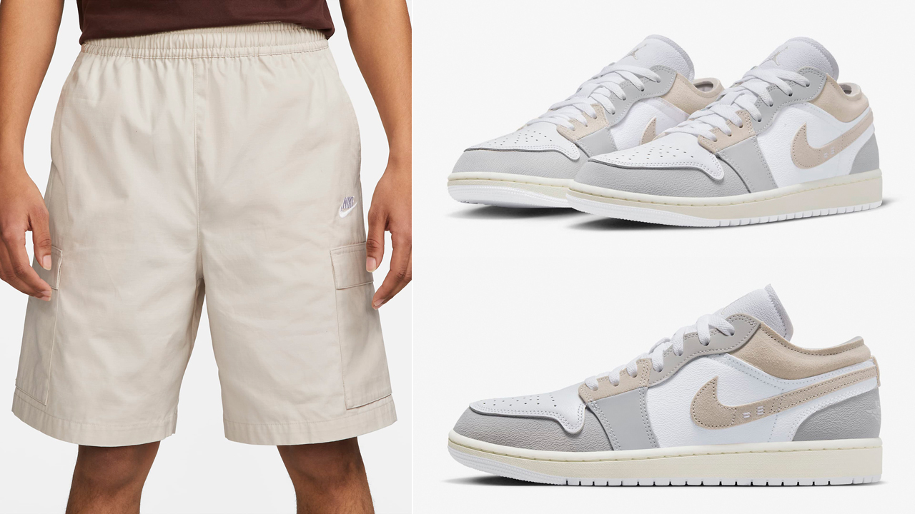 Air-Jordan-1-Low-Craft-Tech-Grey-Light-Orewood-Brown-Shorts-Outfit