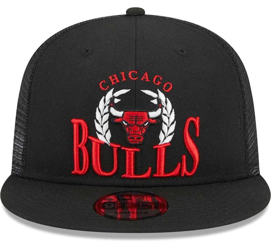 New-Era-Chicago-Bulls-Laurels-Trucker-Snapback-Hat-Black-Red-White-3