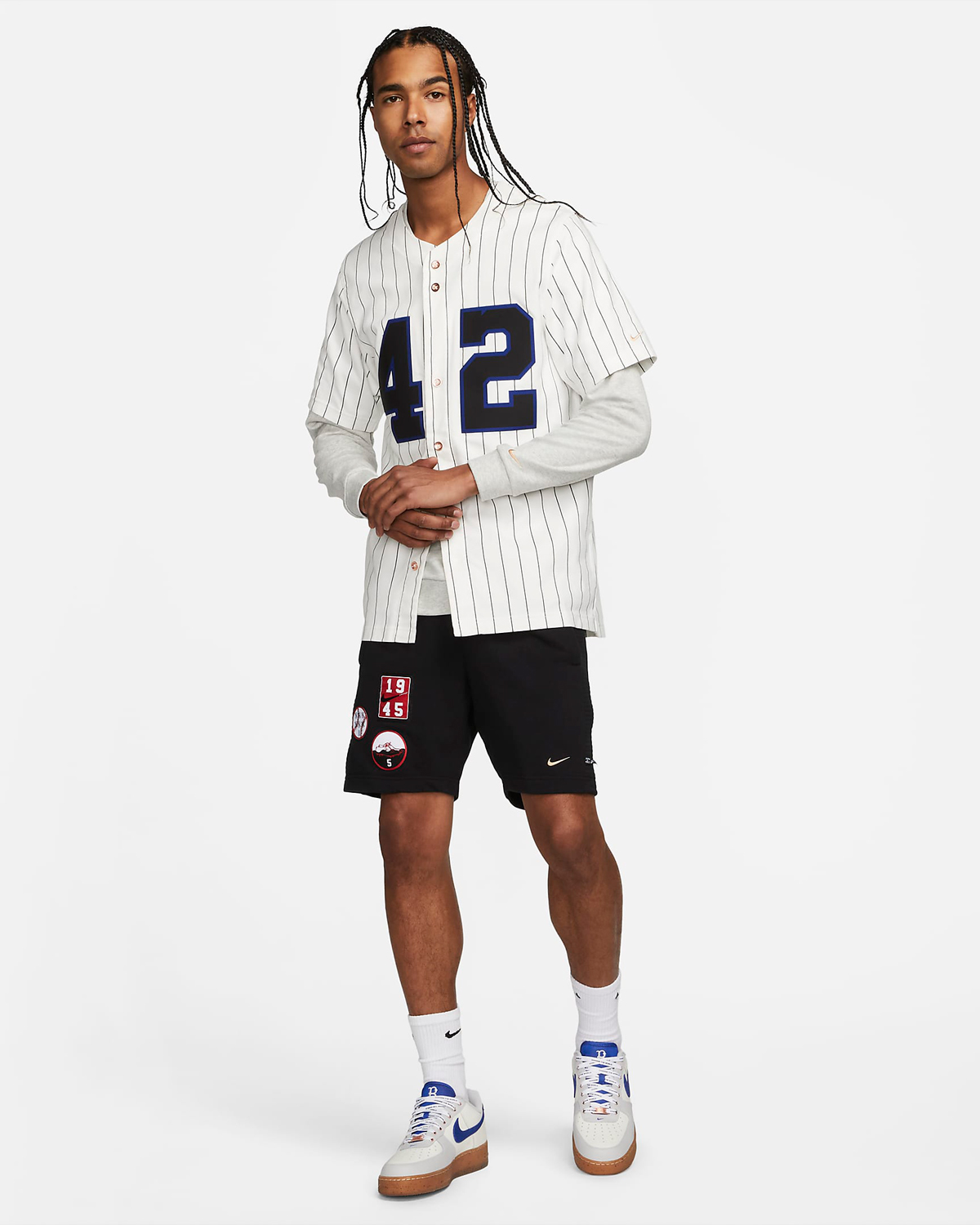 Nike-Air-Force-1-Low-Jackie-Robinson-Shorts-Outfit