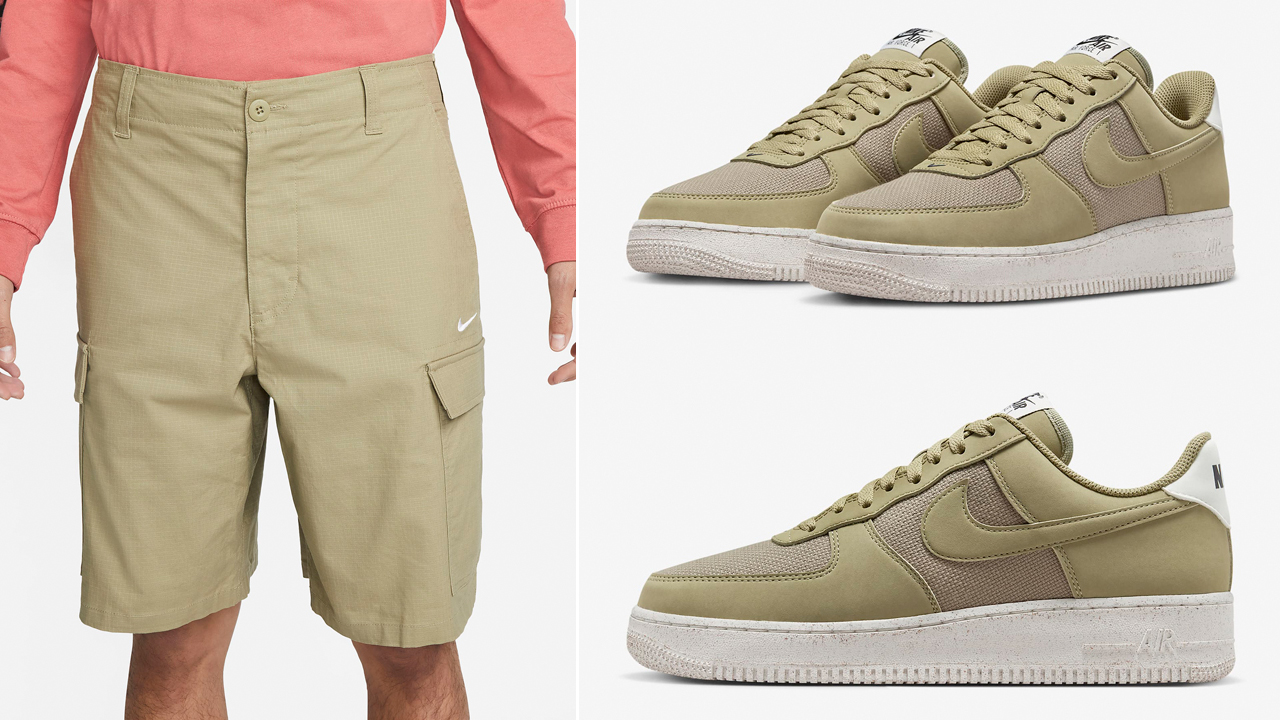 Nike-Air-Force-1-Low-Neutral-Olive-Cargo-Shorts-Match