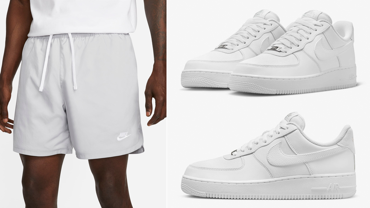 Nike-Air-Force-1-Low-White-Metallic-Silver-Shorts-Outfit