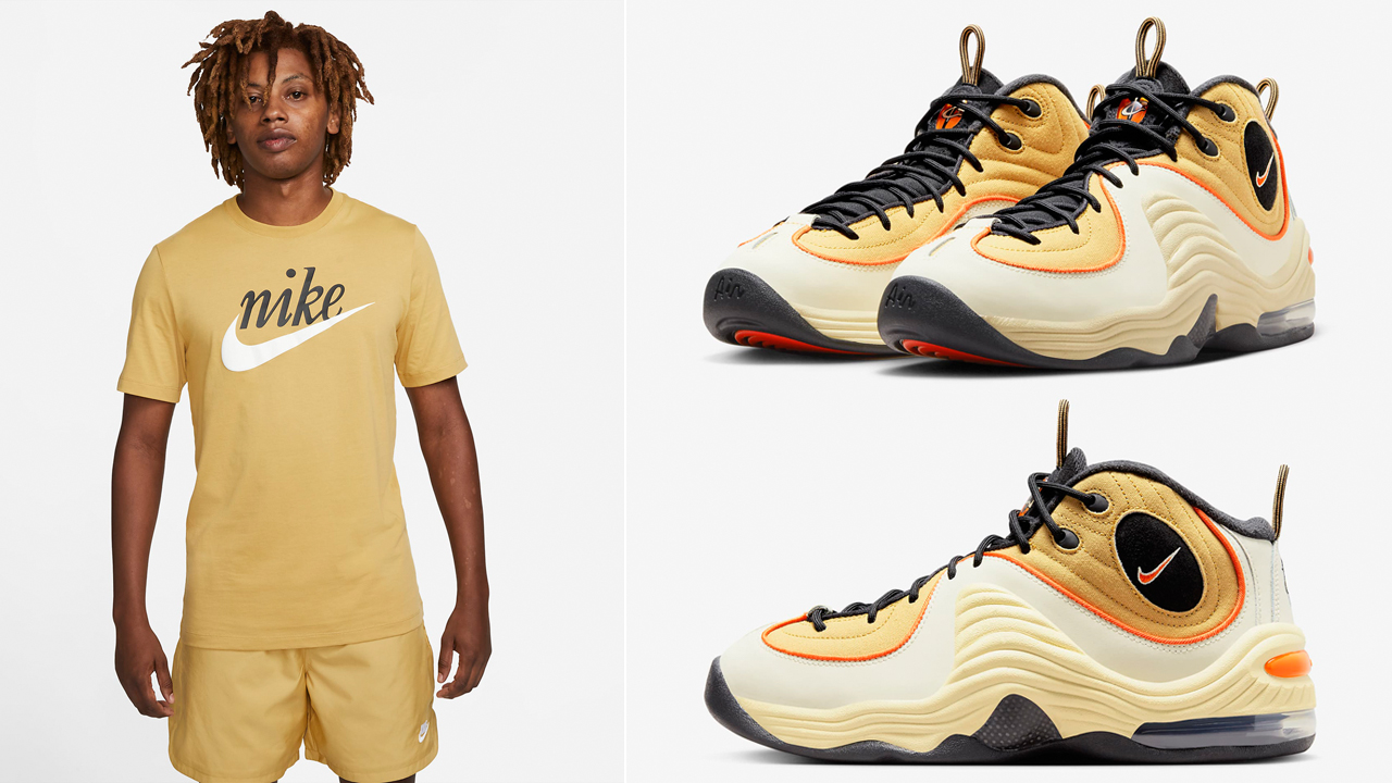 Nike-Air-Penny-2-Wheat-Gold-Safety-Orange-Shirt-Match-Outfit