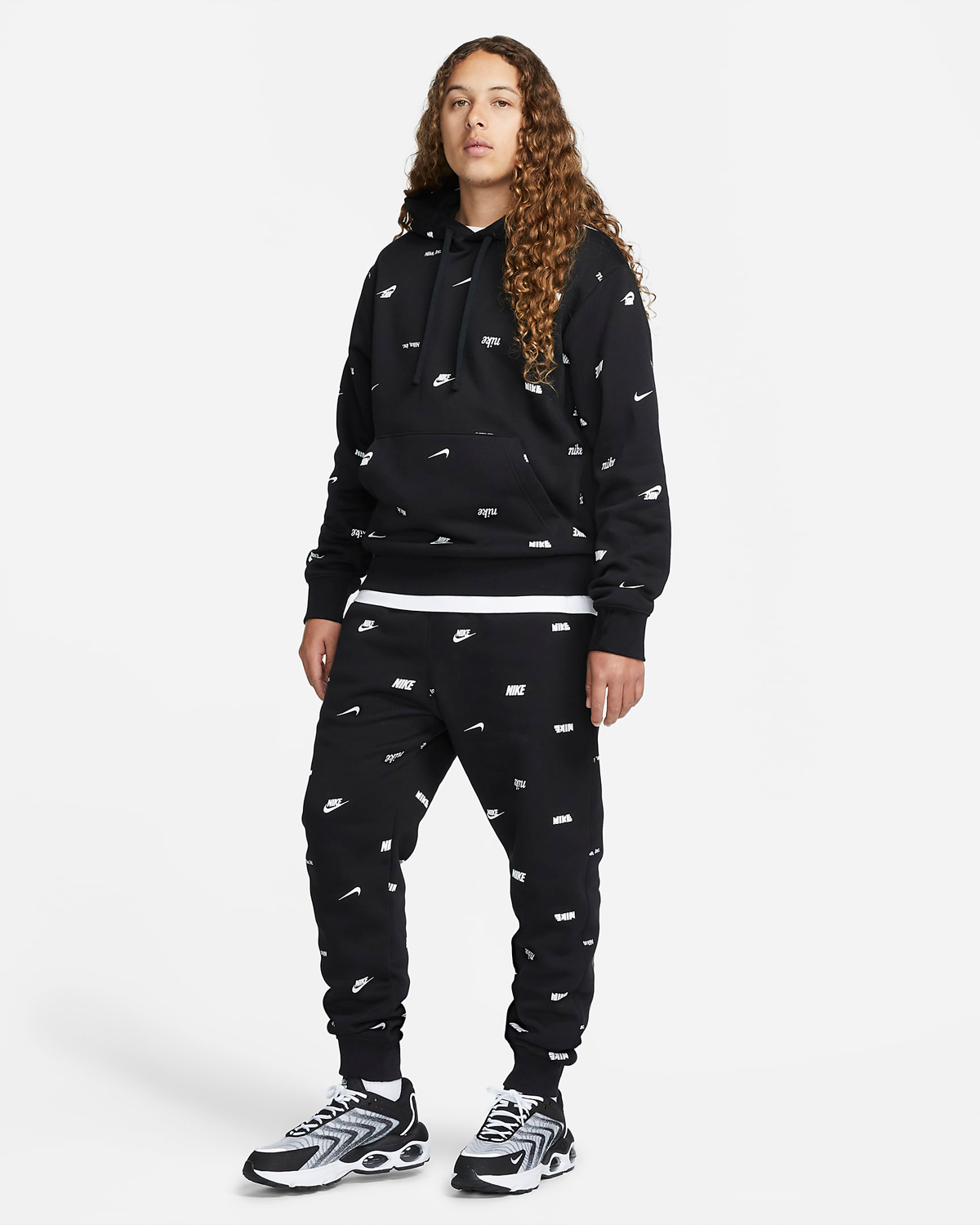 Nike-Club-Allover-Print-Hoodie-Jogger-Pants-Black-White-Outfit