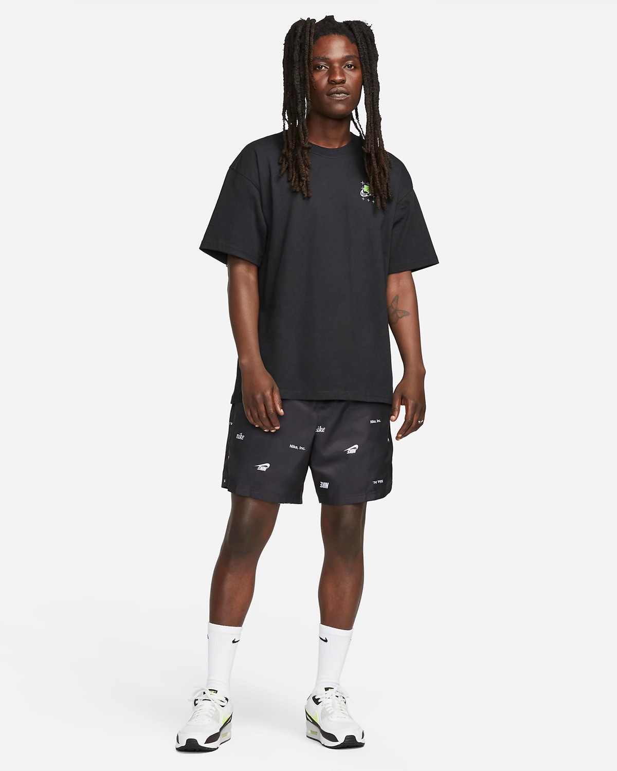 Nike-Club-Woven-Allover-Print-Flow-Shorts-Black-White-Outfit