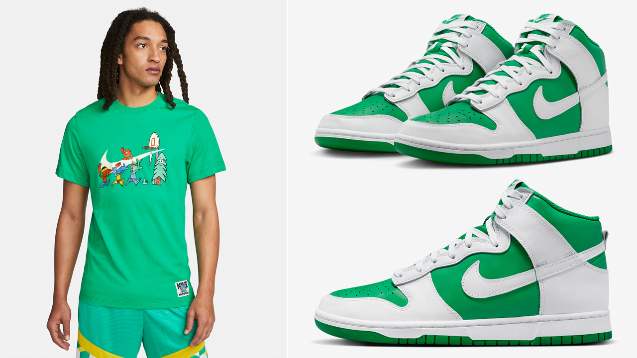 Nike-Dunk-High-Stadium-Green-Shirt-Shorts-Outfit