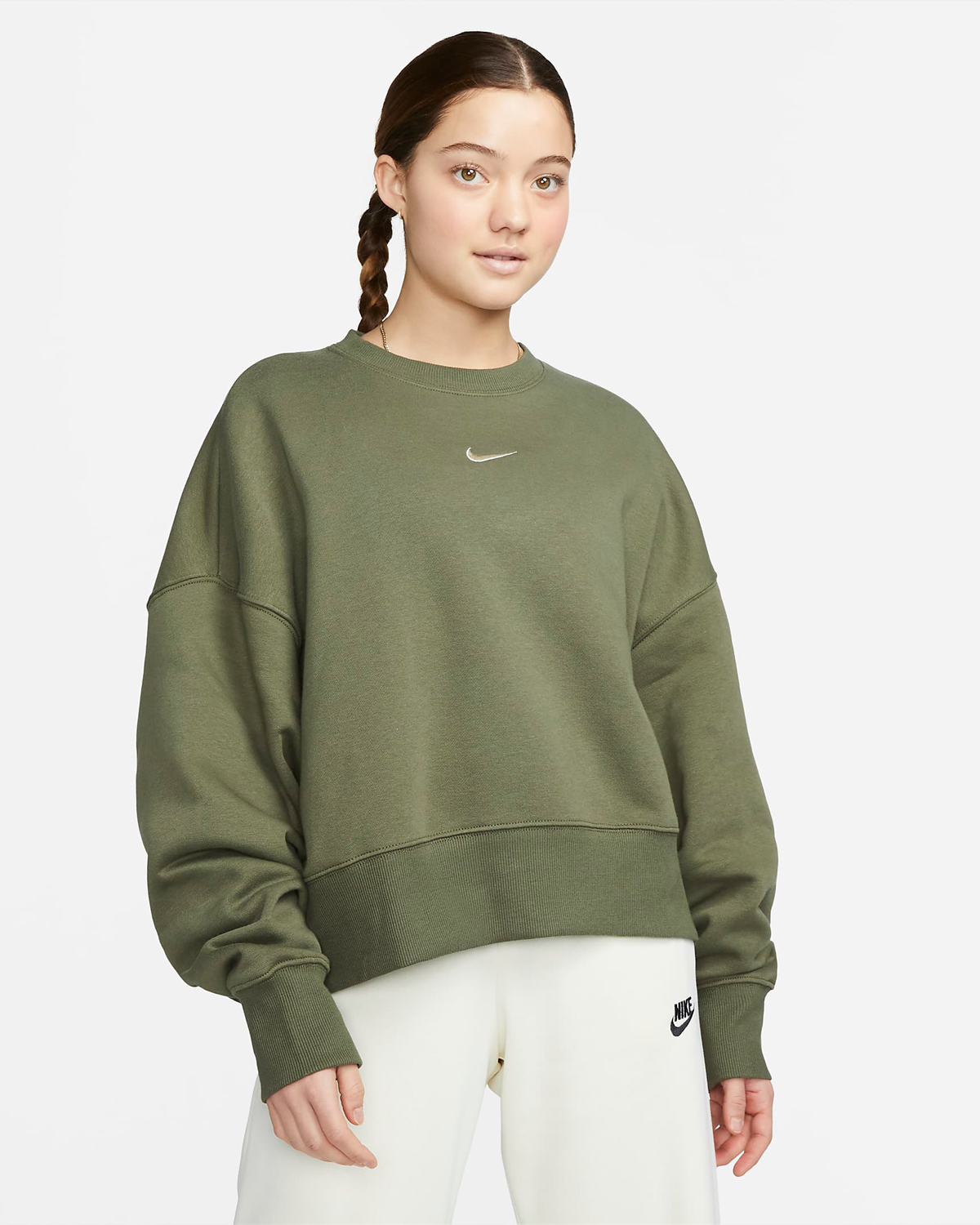 Nike-Sportswear-Phoenix-Womens-Sweatshirt-Medium-Olive