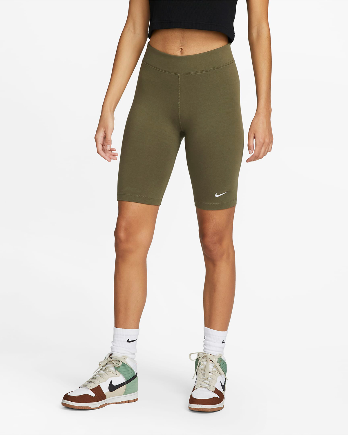 Nike-Sportswear-Womens-Biker-Shorts-Medium-Olive