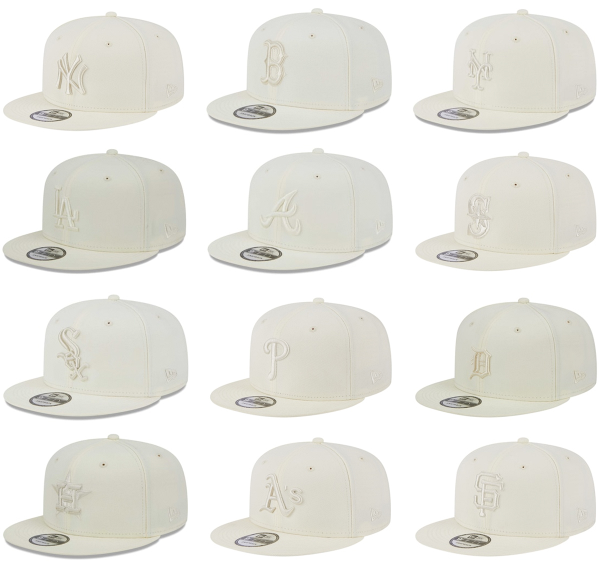 New-Era-MLB-Cream-Snapback-Hats