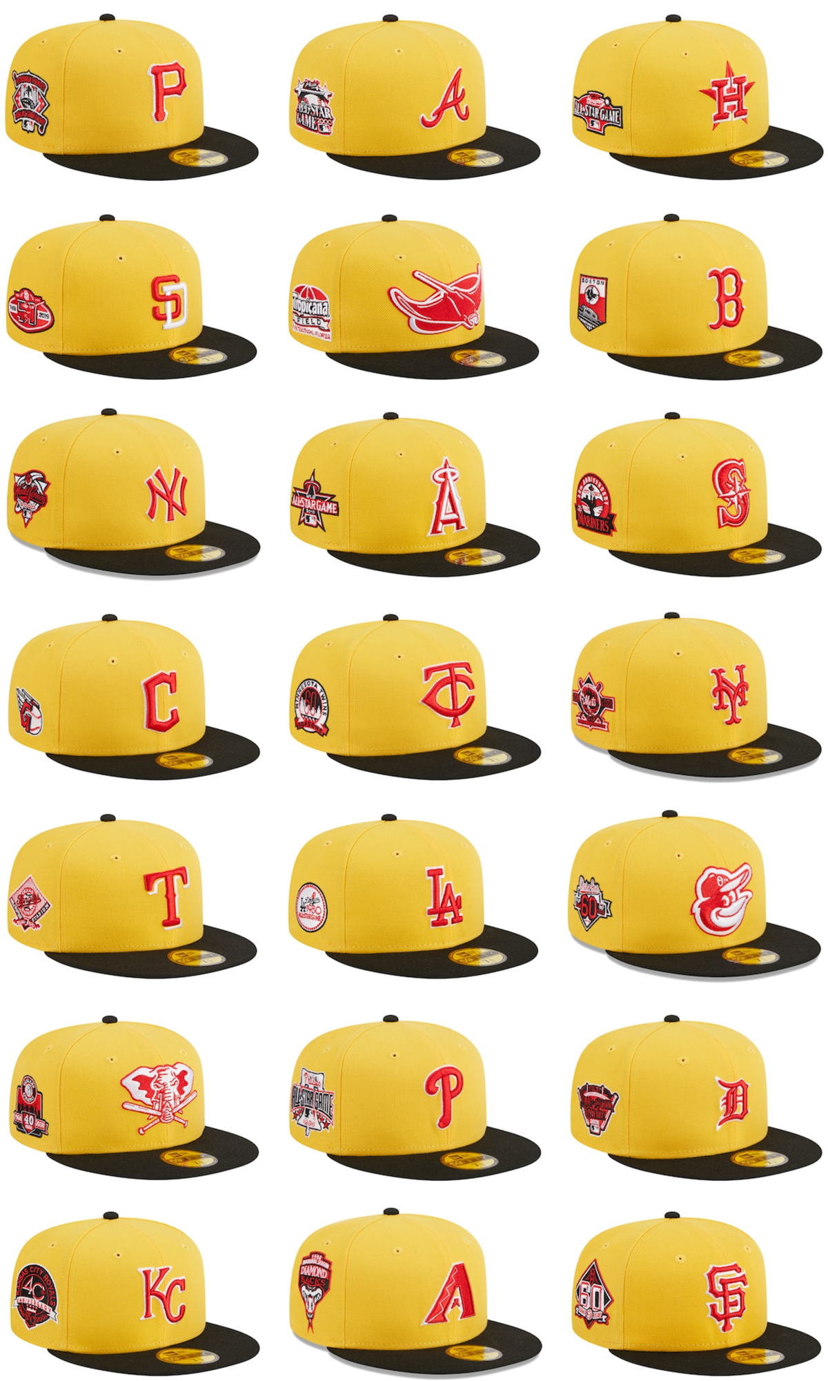 New-Era-MLB-Grilled-59FIFTY-Fitted-Yellow-Black-Hats