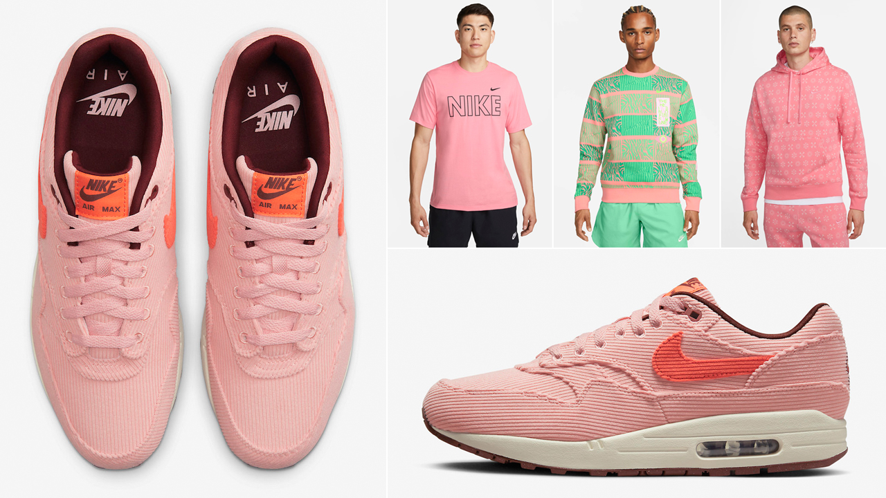 Nike-Air-Max-1-Coral-Stardust-Corduroy-Shirts-Clothing-Outfits