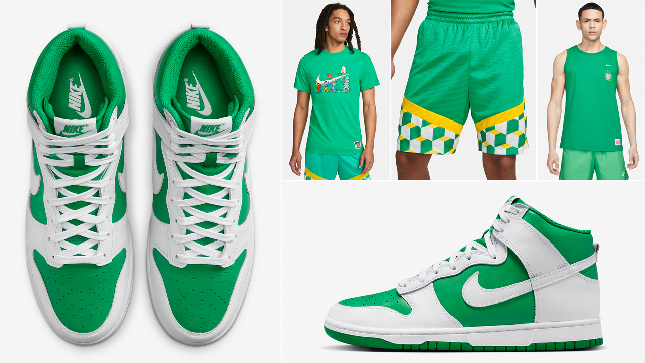 Nike-Dunk-High-Stadium-Green-Shirts-Shorts-Clothing-Outfits