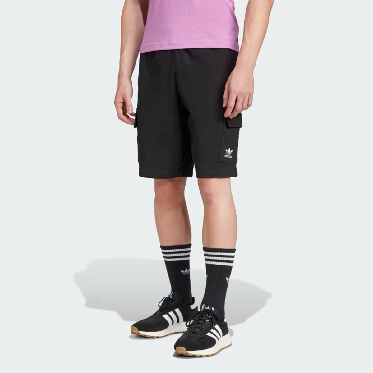 adidas-Trefoil-Essentials-Cargo-Shorts-Black