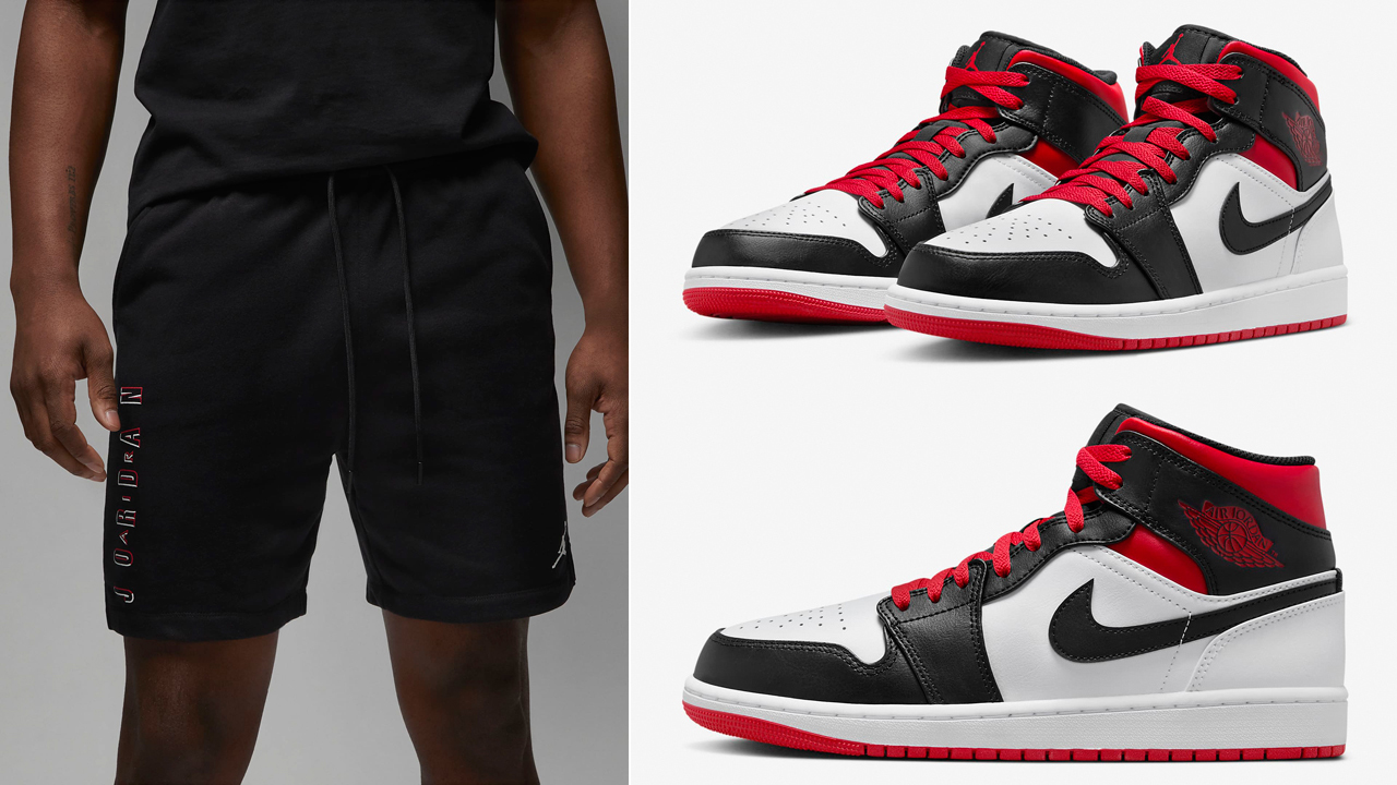 Air-Jordan-1-Mid-White-Black-Gym-Red-Shorts-Match-1