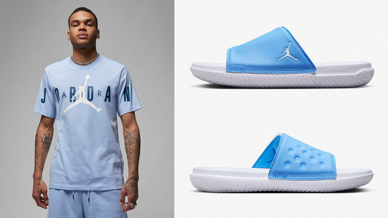 Jordan-Play-Slides-University-Blue-T-Shirt-to-Match