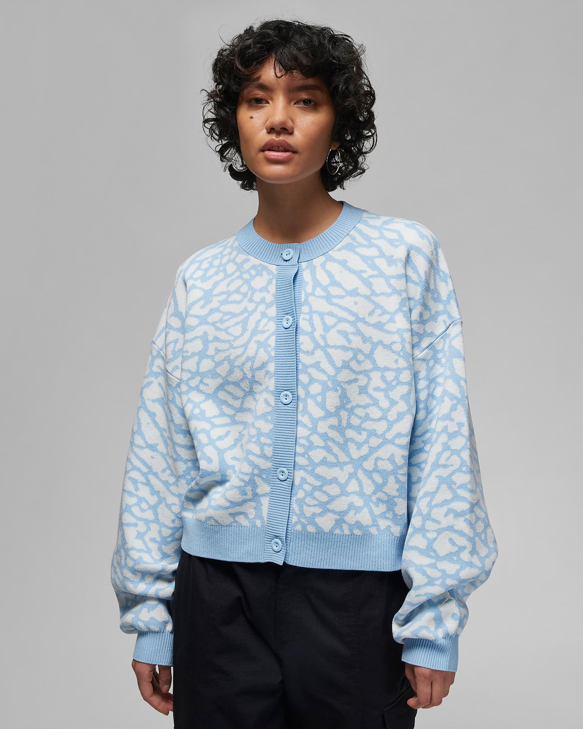 Jordan-Womens-Elephant-Print-Cardigan-Sweater-Ice-Blue
