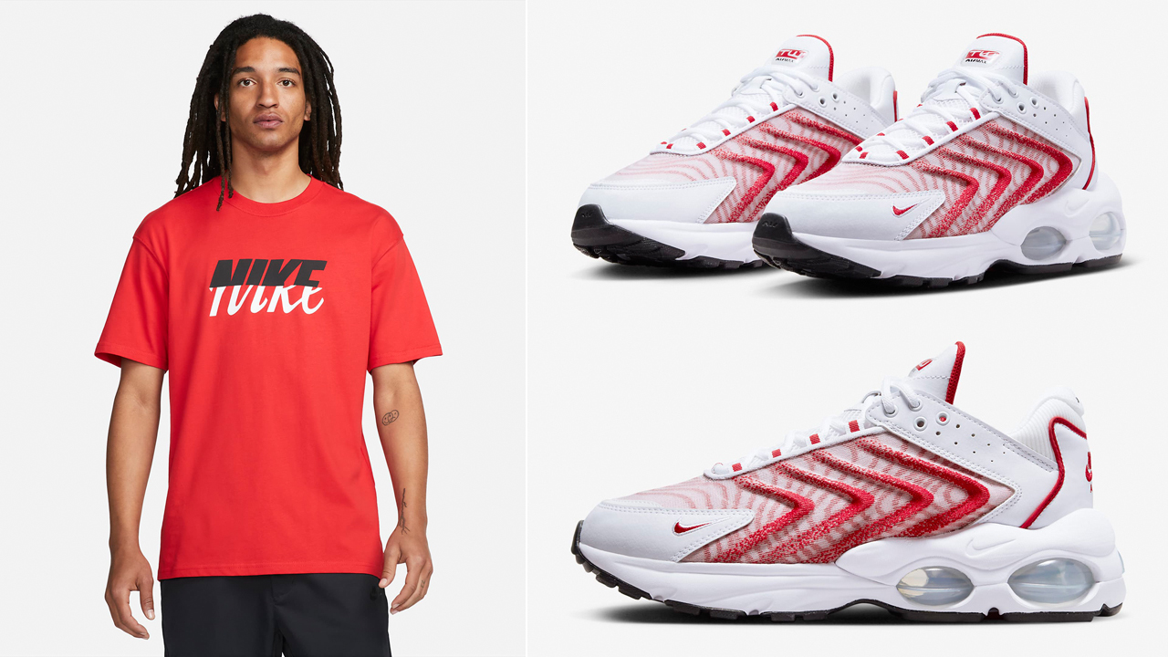 Nike-Air-Max-TW-White-University-Red-Shirts-Clothing-Outfits