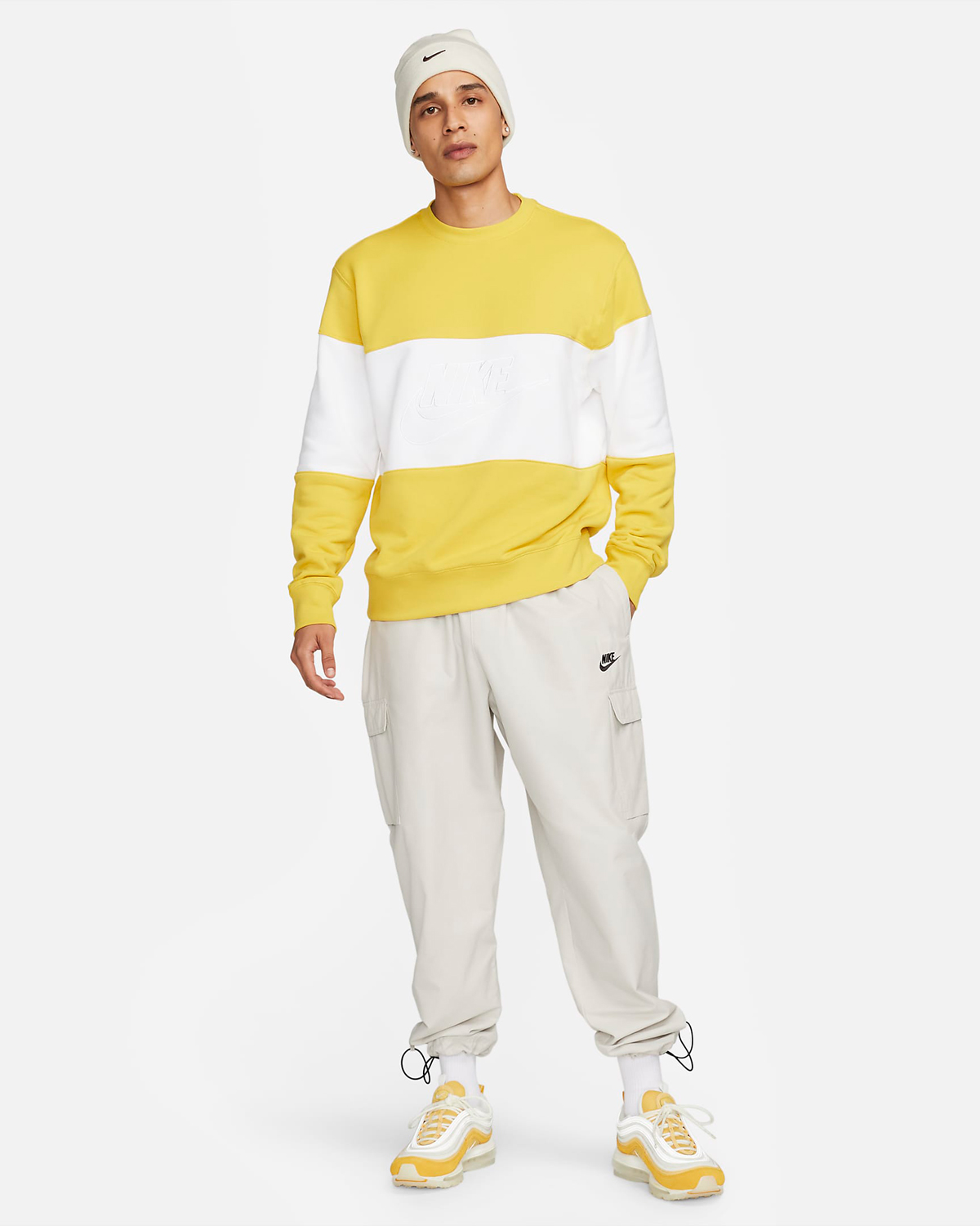 Nike-Club-Color-Blocked-Crew-Sweatshirt-Vivid-Sulfur-White-Outfit