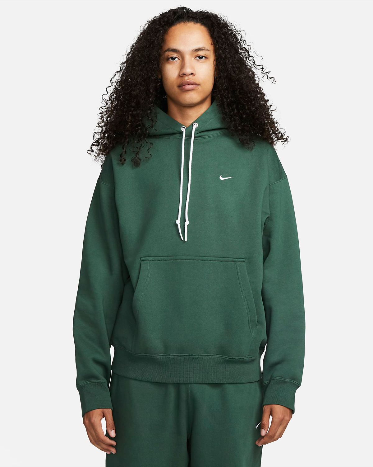 Nike Solo Swoosh Fleece Pullover Hoodie Fir Green