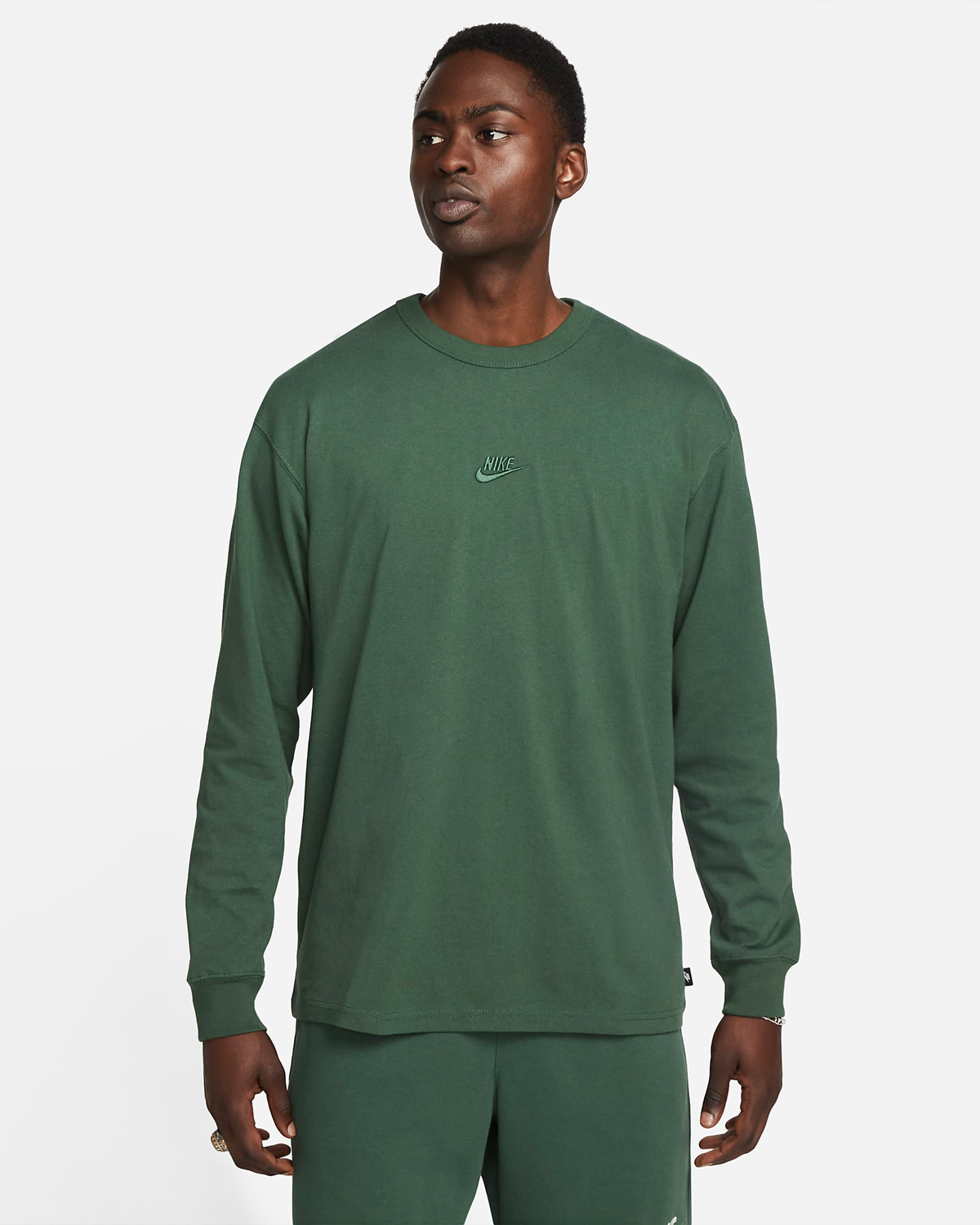 Nike-Sportswear-Premium-Essentials-Long-Sleeve-T-Shirt-Fir-Green