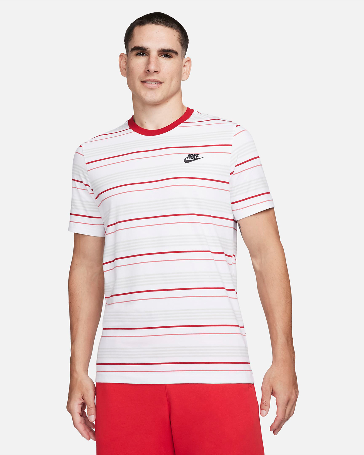 Nike-Sportswear-Striped-T-Shirt-White-Red