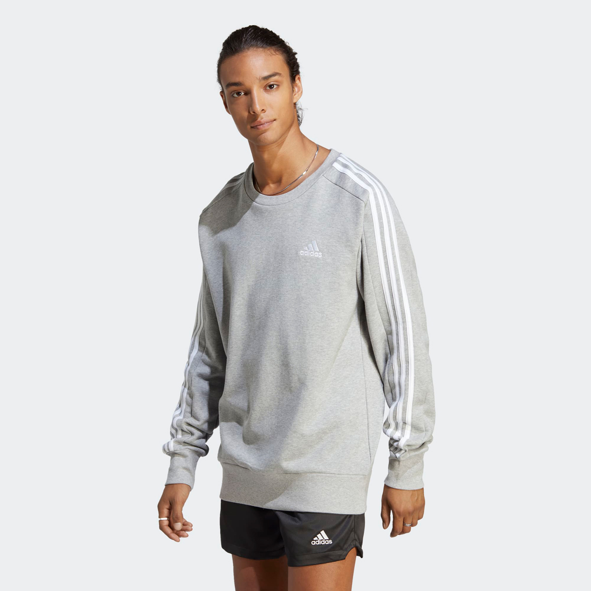 adidas-Essentials-3-Stripes-Sweatshirt-Medium-Grey