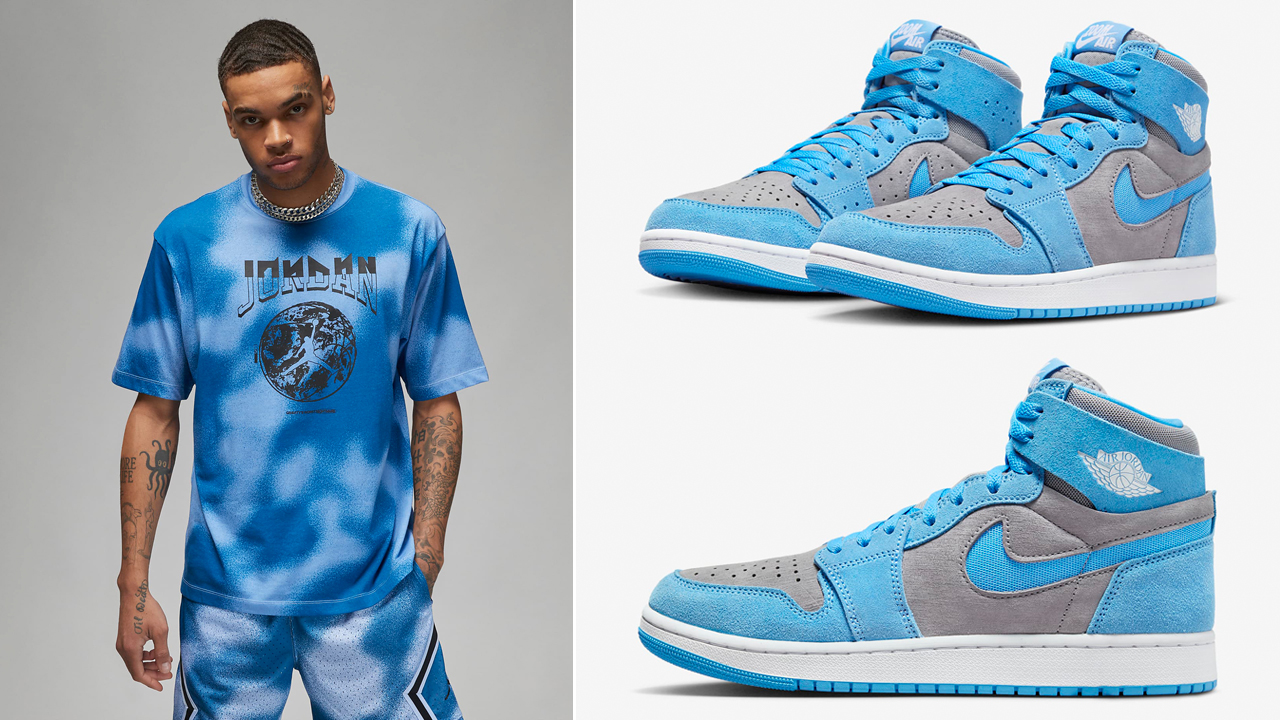 Jordan blue and hot sale white shirt