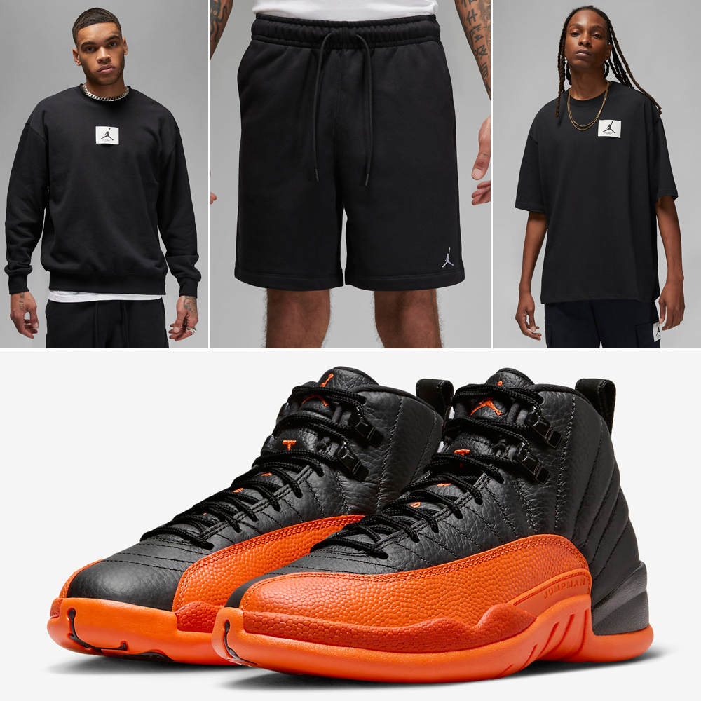 Air-Jordan-12-Brilliant-Orange-Black-Mens-Clothing-Outfits