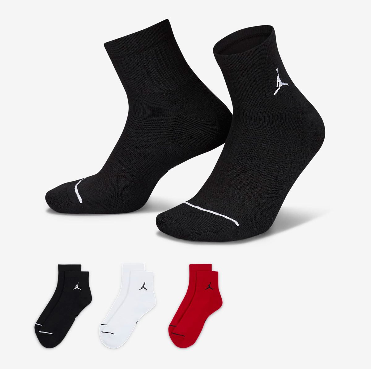 Jordan-Everyday-Ankle-Socks-Black-White-Red