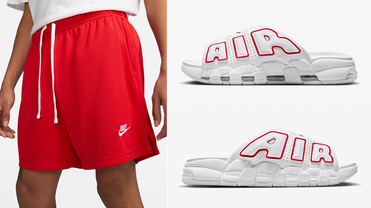 Nike-Air-More-Uptempo-Slides-White-University-Red-Mesh-Shorts-to-Match