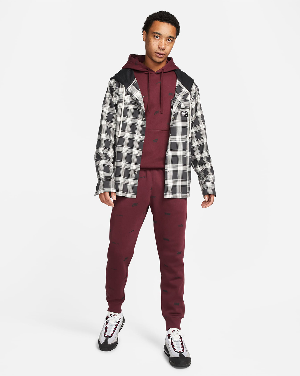 Nike-Club-Fleece-Allover-Print-Joggers-Night-Maroon-Outfit