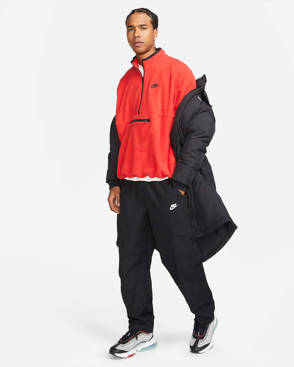 Nike-Club-Fleece-Half-Zip-Top-University-Red-Black-Outfit