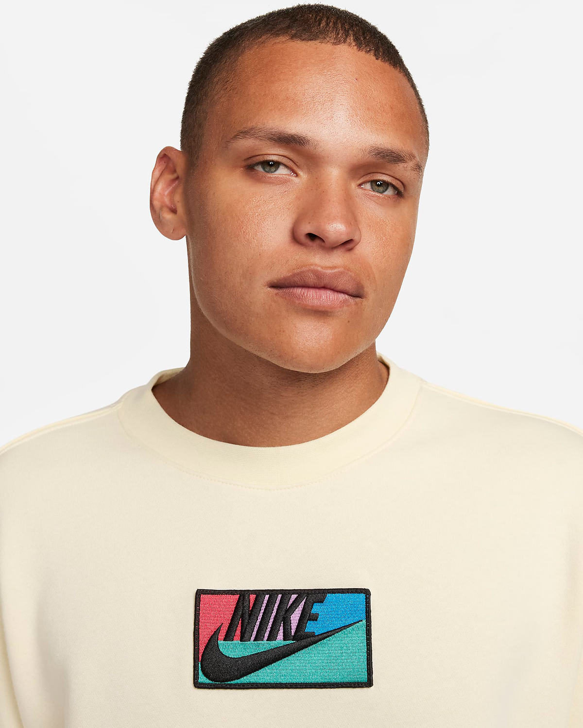 Nike-Club-Fleece-Patch-Crew-Sweatshirt-Coconut-Milk-2