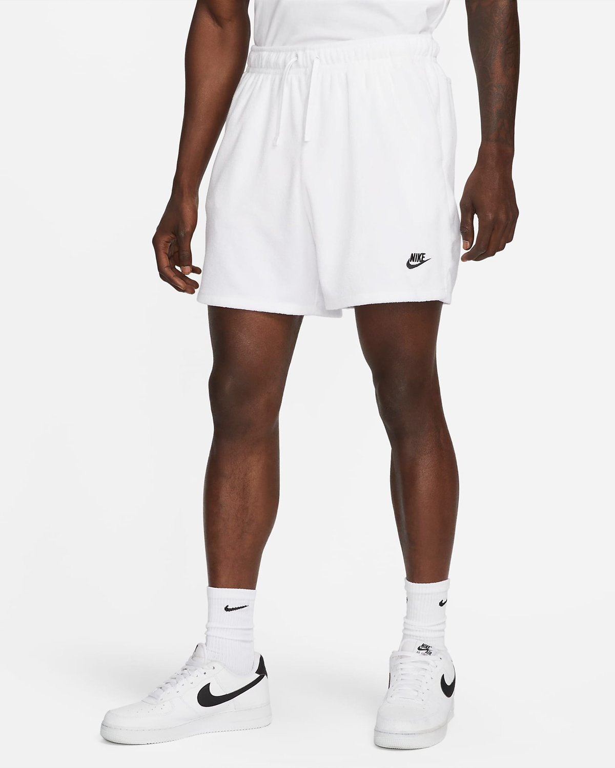 Nike-Club-Fleece-Terry-Flow-Shorts-White-Black