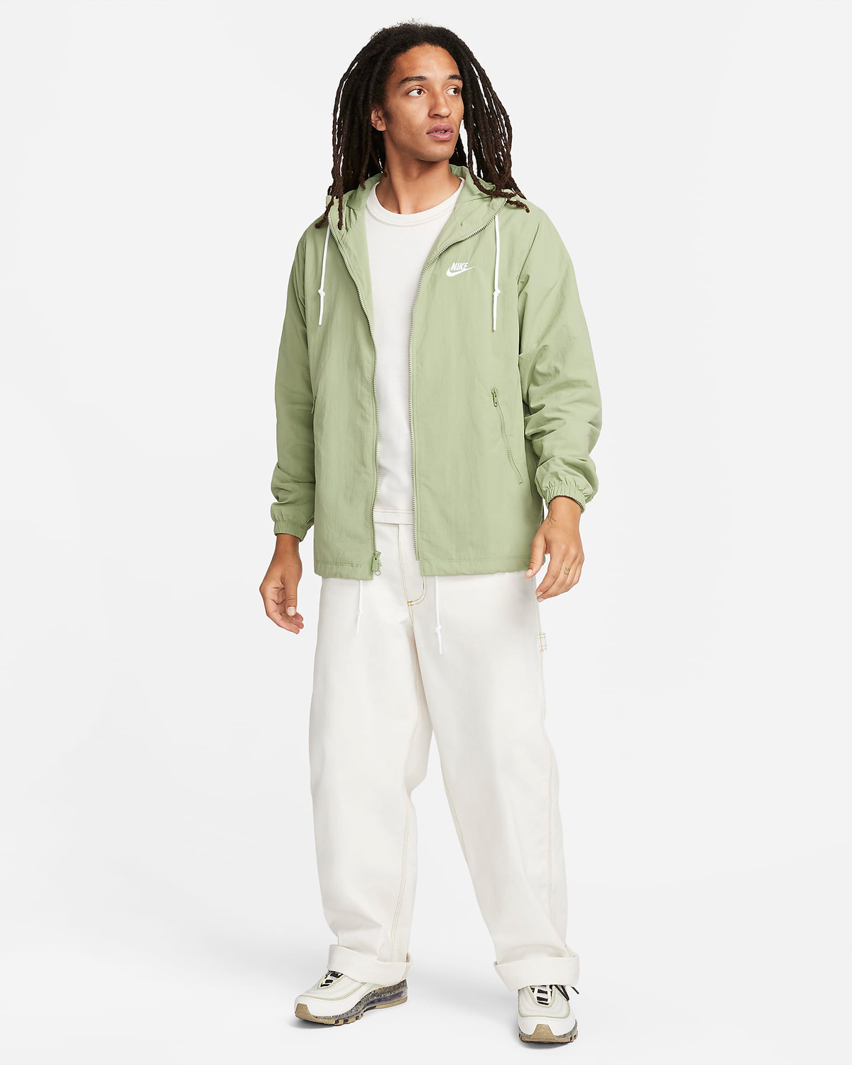 Nike Club Woven Jacket Oil Green Sneaker Outfit