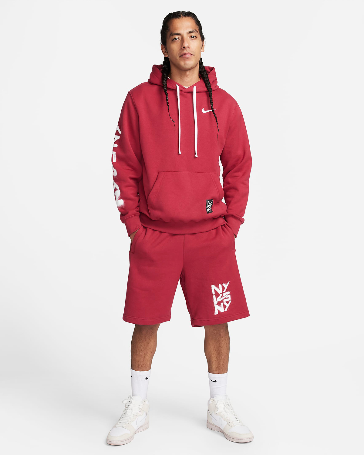 Nike-NY-vs-NY-Hoodie-and-Shorts-Noble-Red