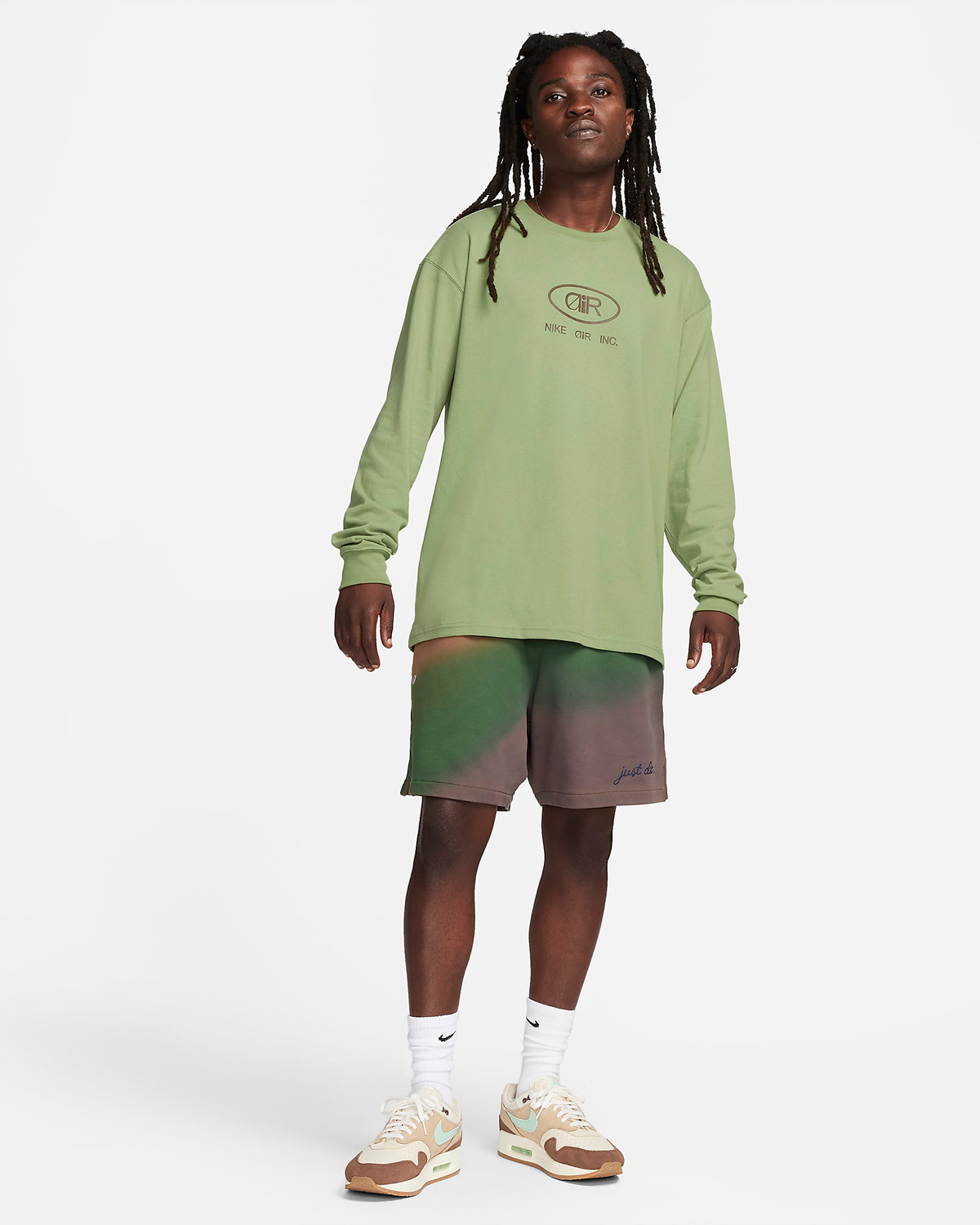 Nike-Sportswear-Long-Sleeve-T-Shirt-Oil-Green-Sneaker-Outfit