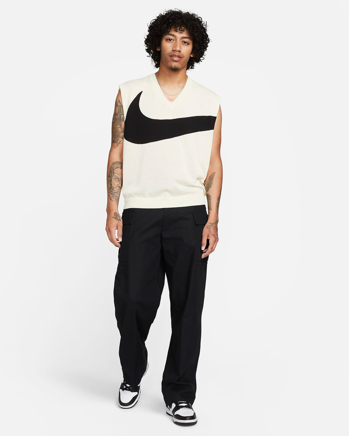 Nike-Sportswear-Swoosh-Sweater-Vest-Coconut-Milk-Black-Outfit